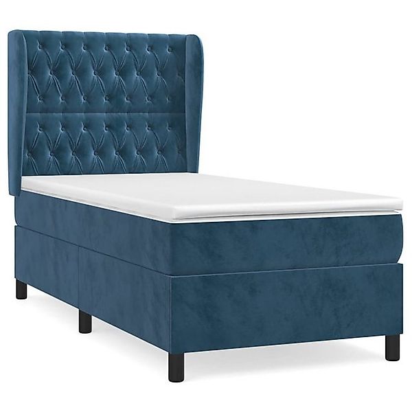 vidaXL Boxspringbett, Boxbett mit Matratze Dunkelblau 90x190 cm Samt günstig online kaufen