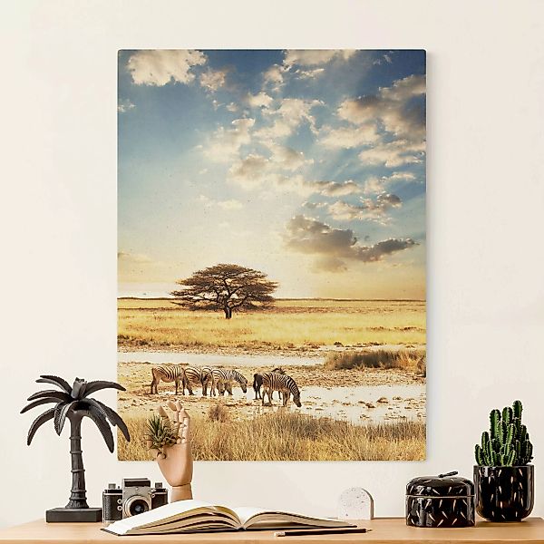 Leinwandbild auf Canvas Natural Das Leben der Zebras günstig online kaufen