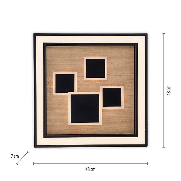 Paul Neuhaus LED-Deckenlampe Eliza, Eiche geölt, 48 x 48 cm günstig online kaufen