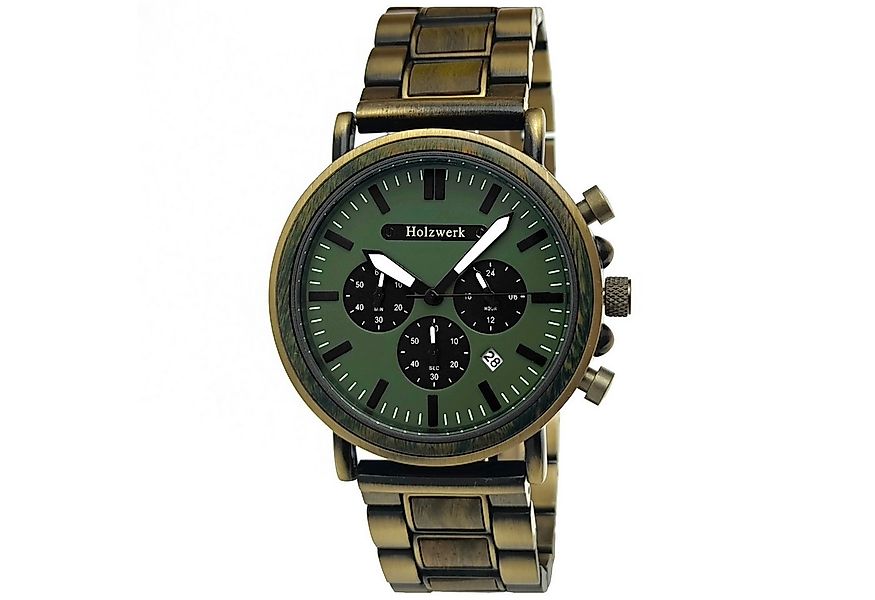 Holzwerk Chronograph GIESINGEN Herren Edelstahl & Holz Armband Uhr in alt g günstig online kaufen