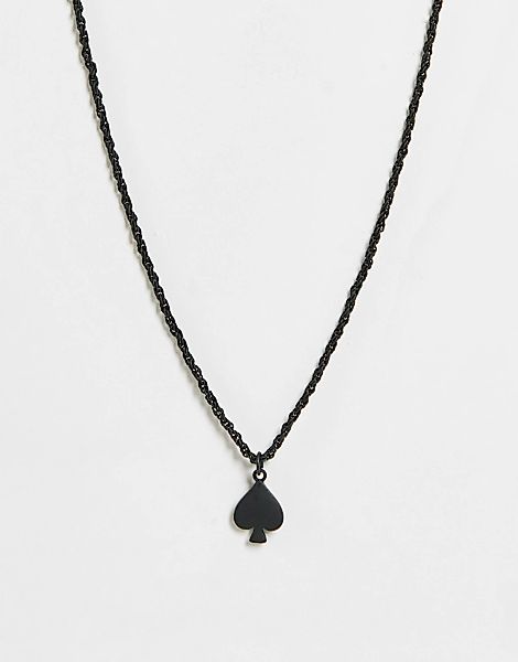 ASOS DESIGN – Zarte Halskette mit Kordelkette und Pik-Ass-Anhänger in Matts günstig online kaufen