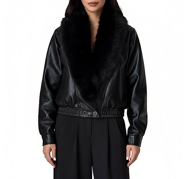 Ital-Design Lederimitatjacke Lederimitat-Jacke mit Fellkragen für Damen (90 günstig online kaufen