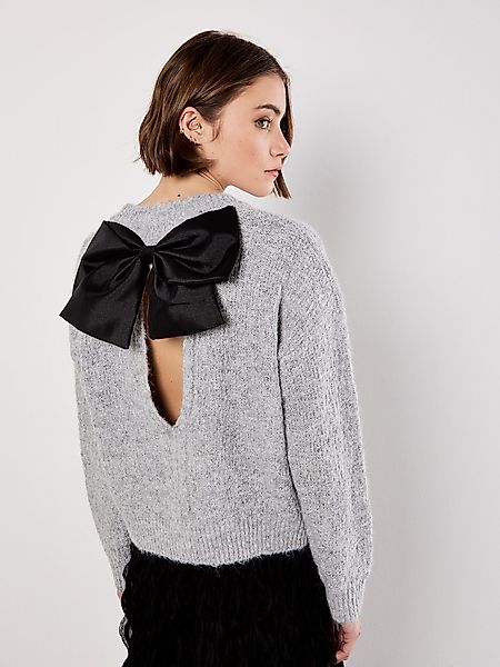 Apricot Rundhalspullover Strickpullover mit Schleife am günstig online kaufen