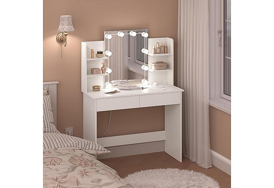 Woltu Schminktisch (1-St), mit LED-Beleuchtung, Steckdosenleiste, Frisierti günstig online kaufen