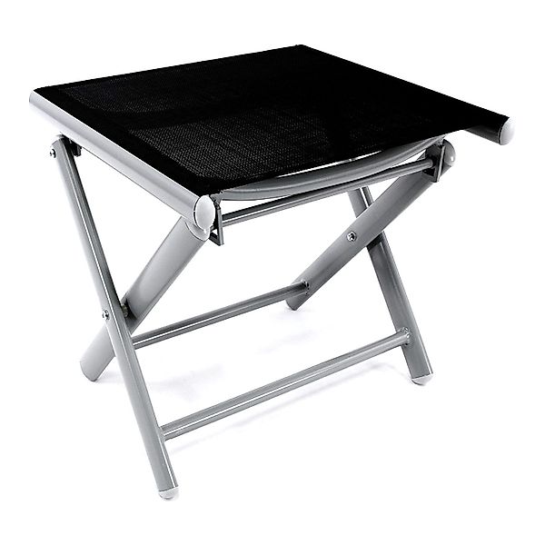 INDA-Exclusiv Armlehnstuhl Garten Klapphocker Fußhocker Silbergrau/Schwarz günstig online kaufen