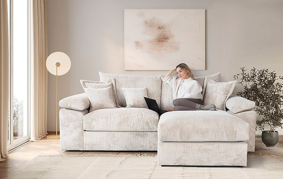 Home affaire Ecksofa »Soft&Cosy XL L-Form - Breite 246 cm«, Mega-Sofa, Cord günstig online kaufen