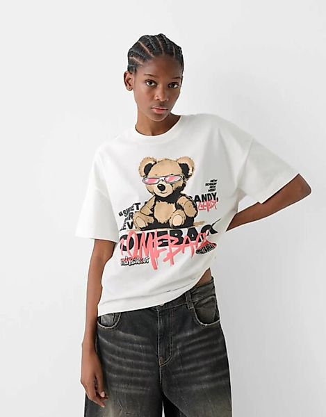Bershka Oversize-T-Shirt Mit Print Damen S Rosa günstig online kaufen
