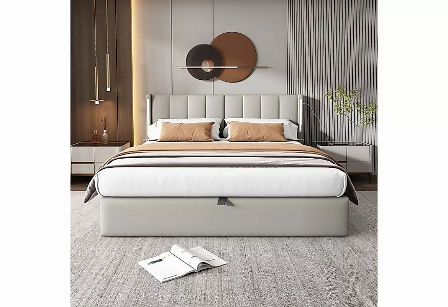 REDOM Polsterbett Binaurales LED-Polsterbett,Hydraulisches Bett (160 x 200 günstig online kaufen