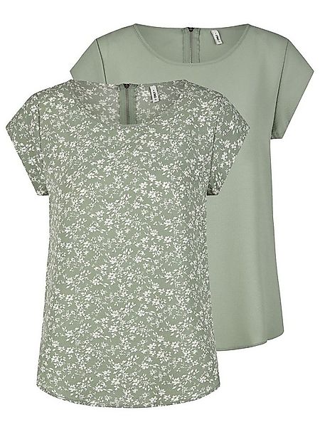 ONLY T-Shirt Damen Top ONLVIC Regular Fit (Vorteilspack, 2-tlg) Basic Kurza günstig online kaufen