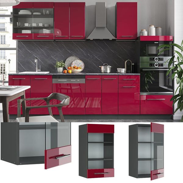 Vicco Glashängeschrank Fame-Line, Bordeaux Hochglanz/Anthrazit, 40 günstig online kaufen