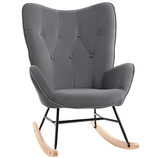 HOMCOM Schaukelsessel Polyester Schaumstoff Dunkelgrau+Natur 65B x 70T x 96 günstig online kaufen