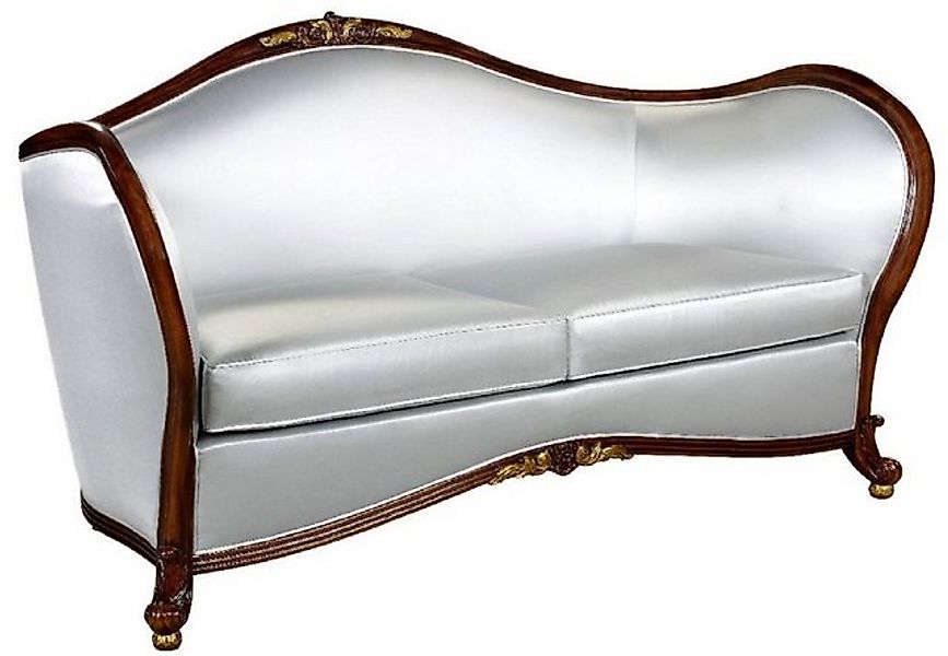 Casa Padrino Sofa Luxus Barock Sofa Silber / Dunkelbraun / Gold - Prunkvoll günstig online kaufen
