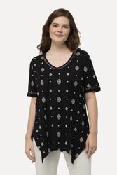 Ulla Popken Longshirt T-Shirt Rhomben V-Ausschnitt günstig online kaufen