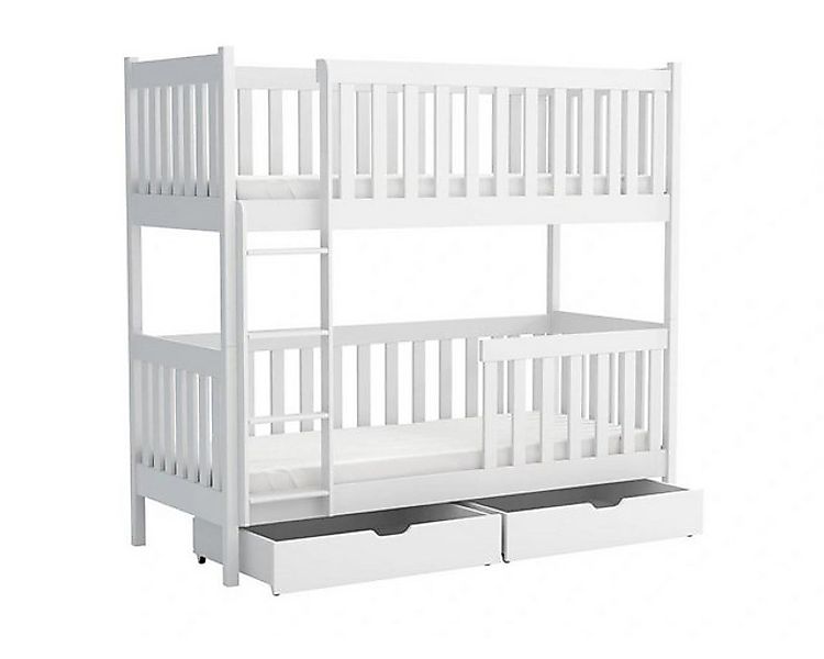 Deine Möbel 24 Etagenbett ELSA 90x200 Weiß für 2 Kinder aus Massivholz (mit günstig online kaufen