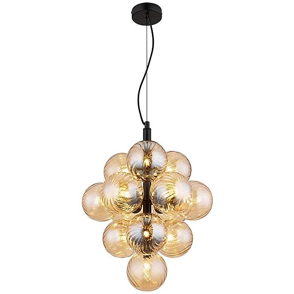 GLOBO LED-Pendelleuchte schwarz amber Glas Metall H/D: ca. 120x39,5 cm 13.0 günstig online kaufen