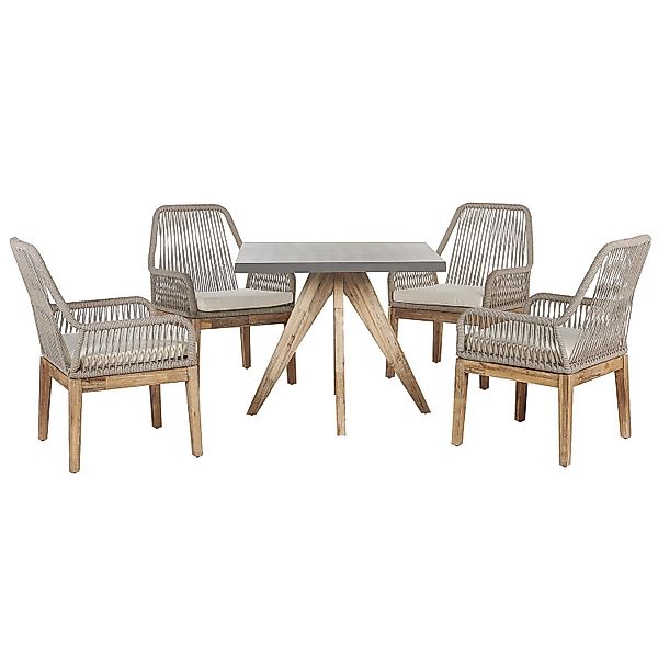 Beliani Gartentisch Set OLBIA Creme 90x90x76 günstig online kaufen