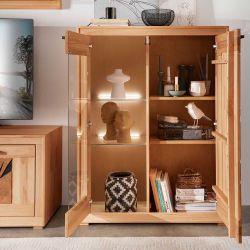 Wohnzimmer Highboard massiv aus Kernbuche und Hirnholz 135 cm hoch günstig online kaufen