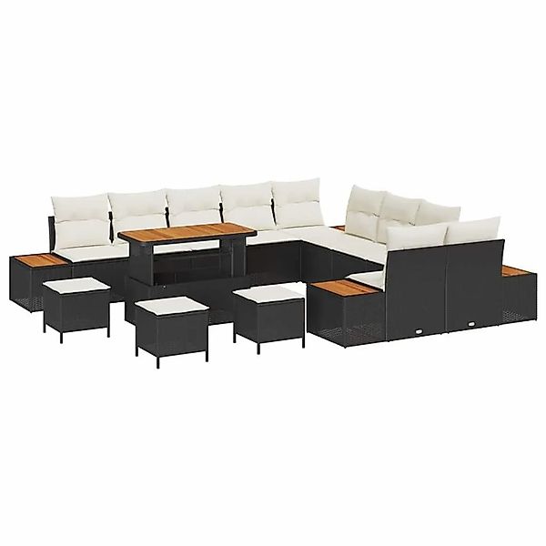 vidaXL Gartensofa-set mit Kissen 14-Tlg Schwarz Poly-Rattan 3364930 günstig online kaufen