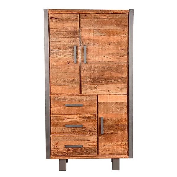Schrank aus Mangobaum Massivholz und Metall 100 cm breit und 185 cm hoch günstig online kaufen
