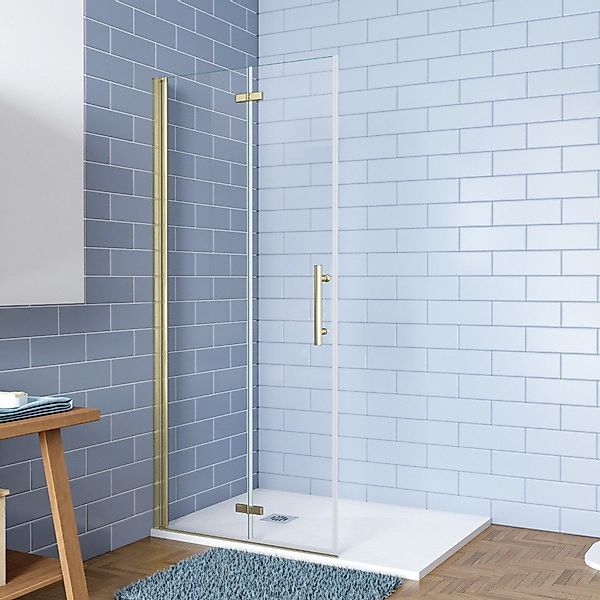 AICA Walk-in-Dusche H:195cm Gold Duschwand Duschabtrennung günstig online kaufen