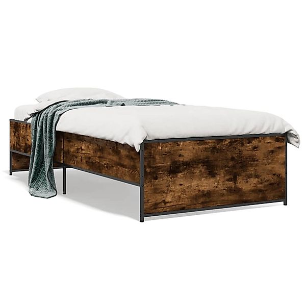 vidaXL Bettgestell Räuchereiche 90x190 cm Holzwerkstoff und Metall 845248 günstig online kaufen