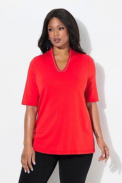 Ulla Popken T-Shirt T-Shirt A-Linie Kelchkragen günstig online kaufen