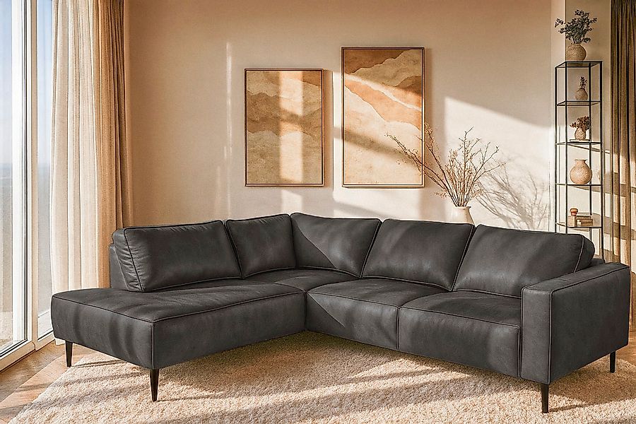 Home affaire Ecksofa »Fumone, Lederoptik oder Soft-Touch Chenille« Breite 2 günstig online kaufen