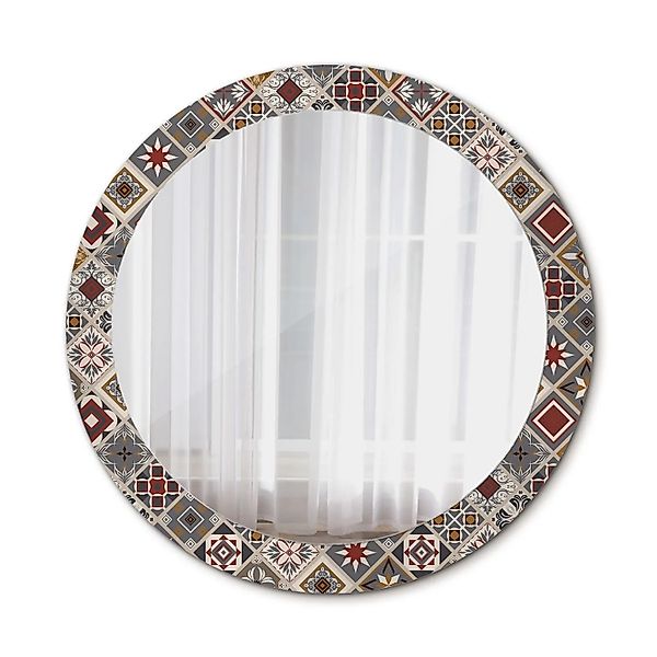 Tulup Bedruckter Spiegel Türkisches Muster 90x90 cm Runder Spiegel Bedruckt günstig online kaufen