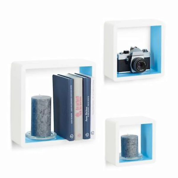 relaxdays Wandregal Cubes 3-teiliges Set weiß-kombi günstig online kaufen
