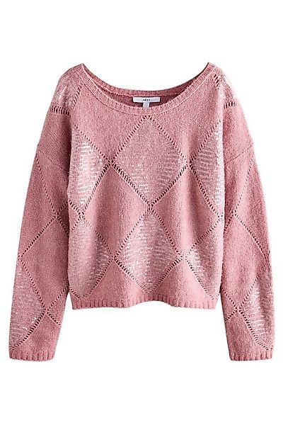 Next Strickpullover Schulterfreier Argyle-Pullover mit Pailletten (1-tlg) günstig online kaufen
