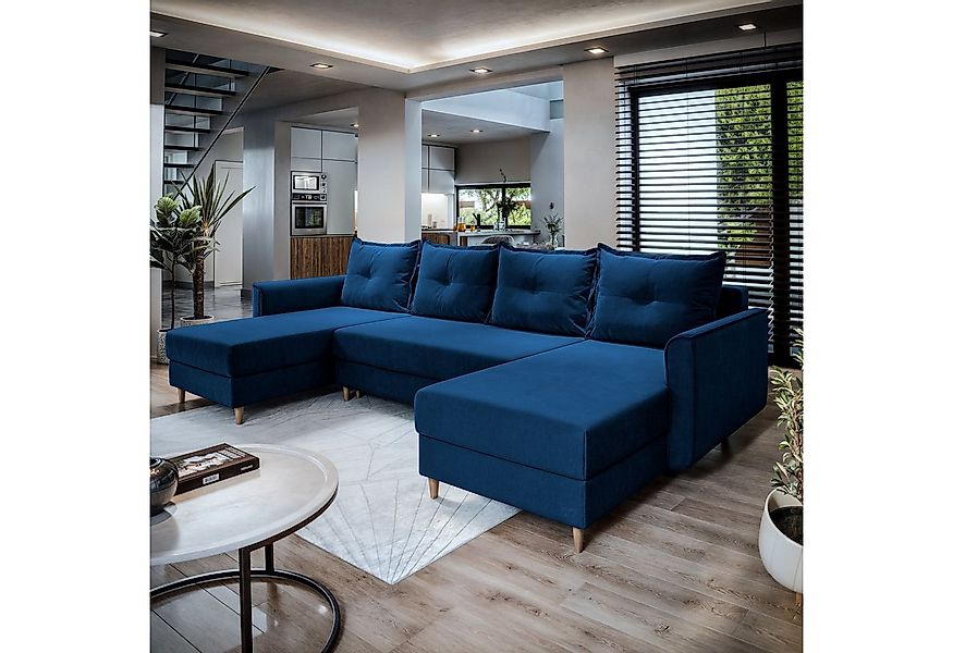 Masseno Ecksofa VERNI mit Schlaffunktion U-Form, Sofa mit Bettkasten günstig online kaufen