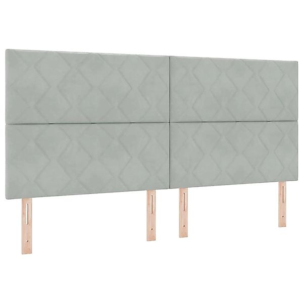 vidaXL LED Kopfteil mit LED-Streifenleuchten Hellgrau 200 cm Samt 3338560 günstig online kaufen