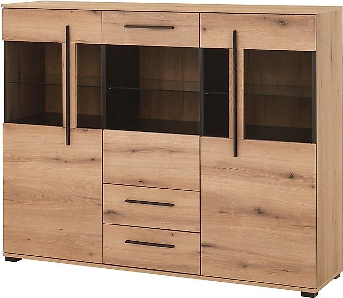INOSIGN Highboard »Cantara, moderner Schrank, Vitrine in Eiche Dekor oder w günstig online kaufen