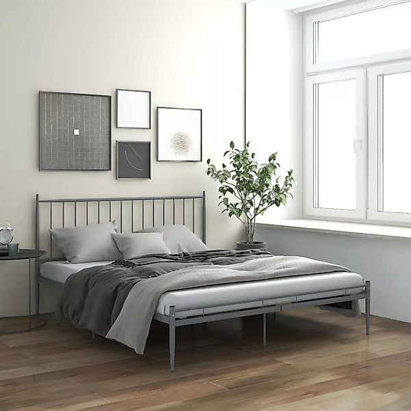 Bett Grau Metall 140x200 Cm günstig online kaufen