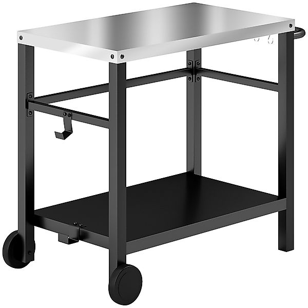 Outsunny Outdoor Plancha-Trolley mit Edelstahl-Arbeitsplatte, Grillwagen mi günstig online kaufen
