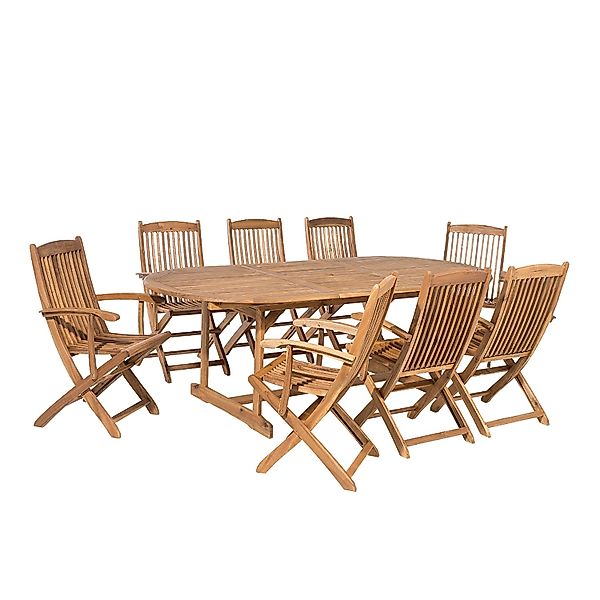 Beliani Gartentisch Set Heller Holzfarbton 100x220x93 günstig online kaufen