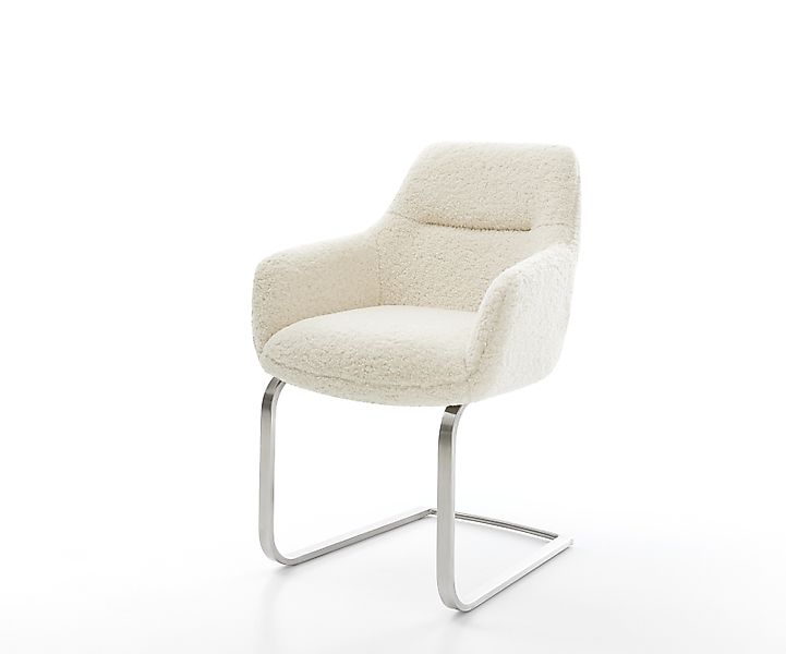 Freischwinger Pejo-Flex Teddystoff Beige Freischwinger flach Edelstahl Tasc günstig online kaufen