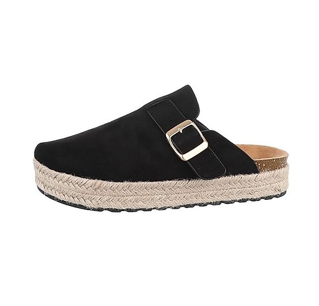 Ital-Design Damen Mules Freizeit Pantolette Flach Pantoletten in Schwarz günstig online kaufen