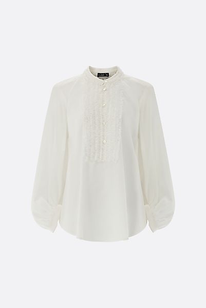 Schlupfbluse mit Ballonärmeln und Rüschenkragen günstig online kaufen