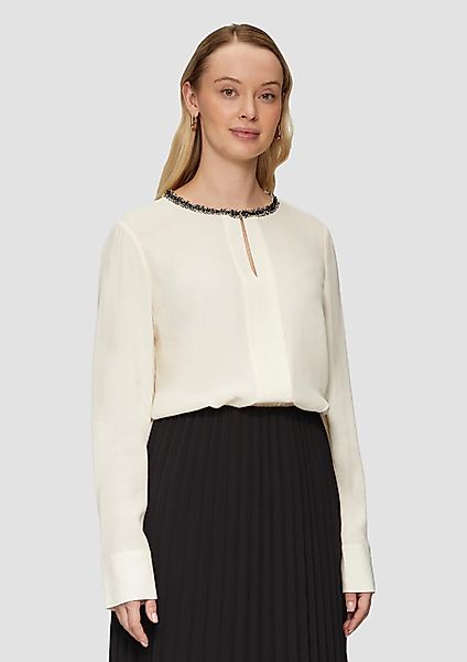 s.Oliver Langarmbluse Bluse Viskosebluse mit Bouclé-Detail günstig online kaufen