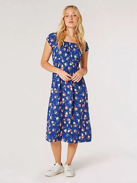 Apricot Sommerkleid mit foralem Muster, gesmokt günstig online kaufen