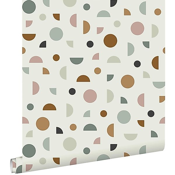 ESTAhome Tapete Grafisches Motiv Hellbeige Altrosa Und Mintgrün 53 Cm X 100 günstig online kaufen