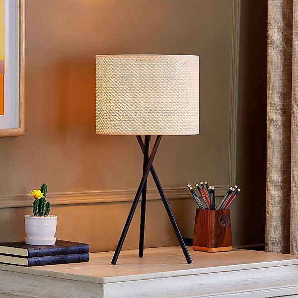 Lindby Tischleuchte Soula, Ø 26 cm, beige, Kunststoff, E27 günstig online kaufen