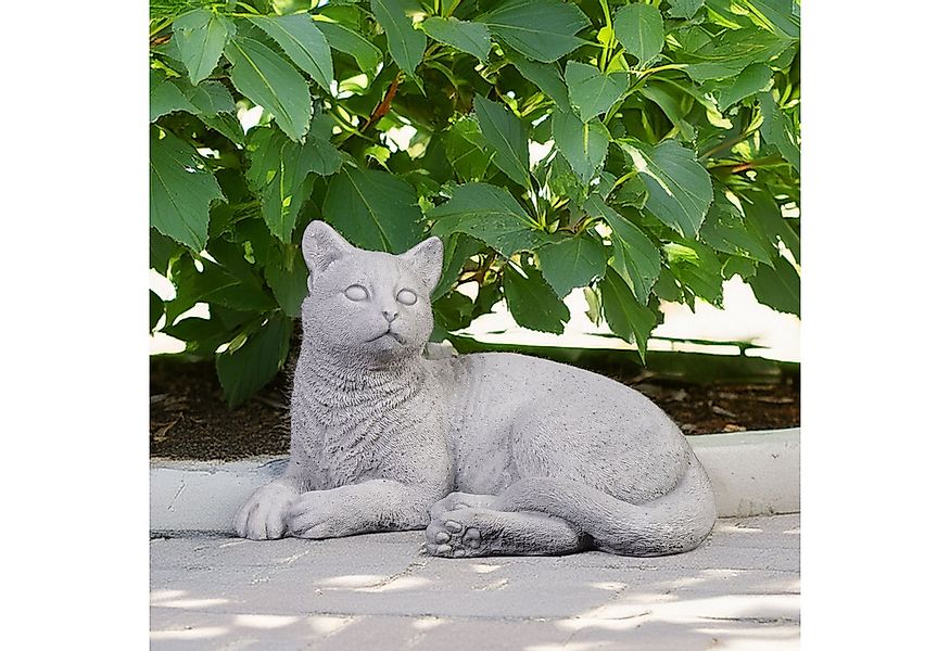 gartendekoparadies.de Gartenfigur Liegende Katze, Steinfigur, H. 18 cm, 6 k günstig online kaufen