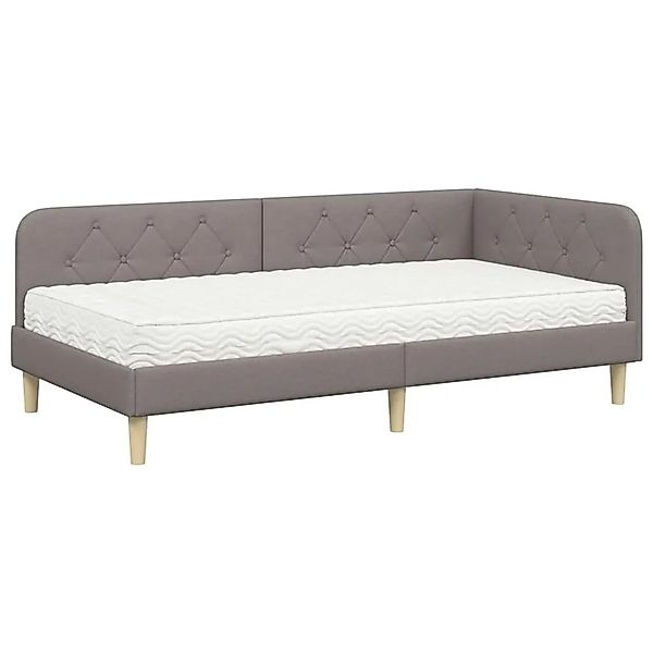 vidaXL Eckbettgestell mit Matratze Taupe 90 x 200 cm Stoff 3394122 günstig online kaufen