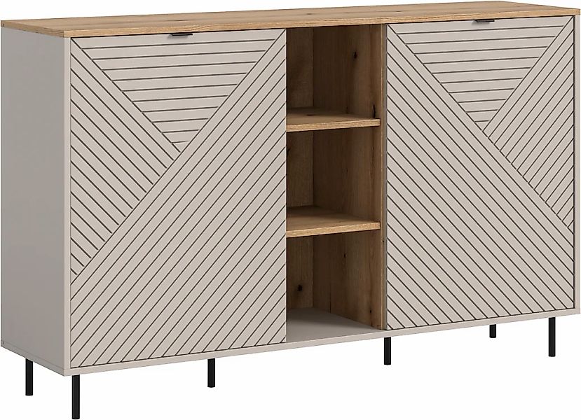 Home affaire Sideboard "RAITA, Breite 154 cm, Front mit Desgin-Fräsung, 2 T günstig online kaufen