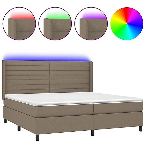 vidaXL Boxspringbett Boxspringbett mit Matratze LED Taupe 200x200 cm Stoff günstig online kaufen