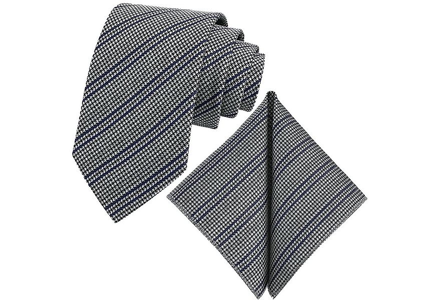 GASSANI Krawatte Hahnentritt-Muster Jacquard, Houndstooth Silber Grau (2er günstig online kaufen