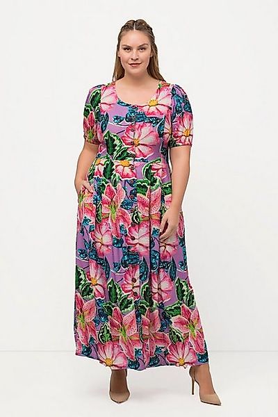 Ulla Popken Dirndl Landhauskleid Leinenmix Rundhals Halbarm günstig online kaufen