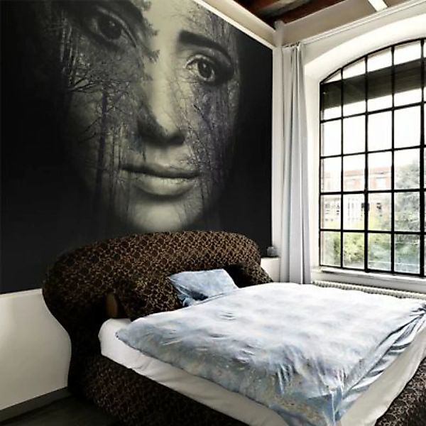 artgeist Fototapete Forest mask schwarz/grau Gr. 200 x 154 günstig online kaufen